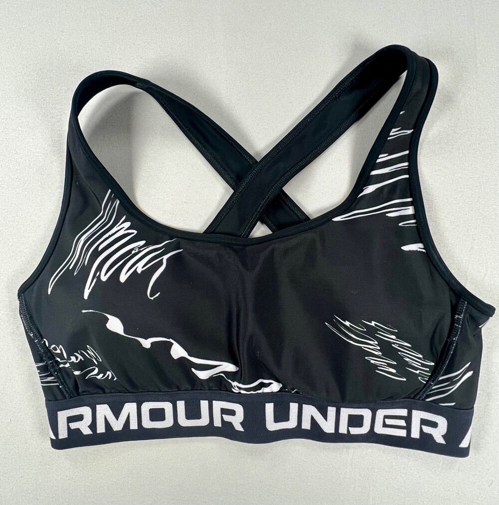 Under Armour Black Sports Racerback Bra with UA Script Print (Women's M)